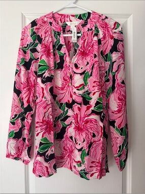 Lily Floral Pink Long-Sleeve Pullover Top